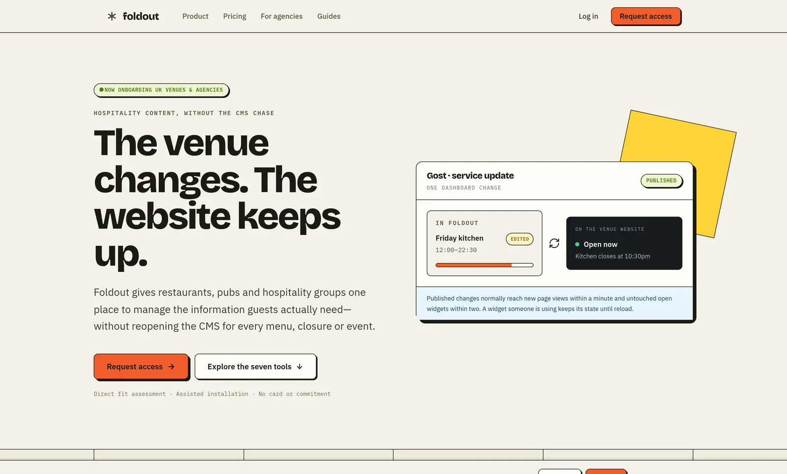 The Foldout venue widgets website